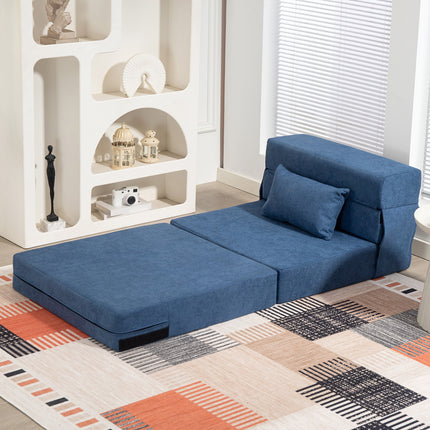 Convertible Floor Sofa Bed – Foam, Dark Blue, Pillow Included