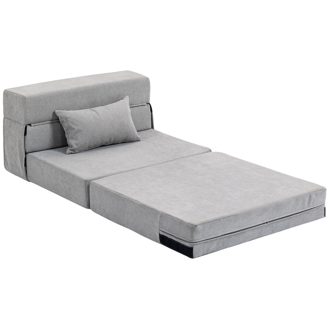 Rozkładana sofa z funkcją spania - pianka, jasnoszara, zawiera poduszkę