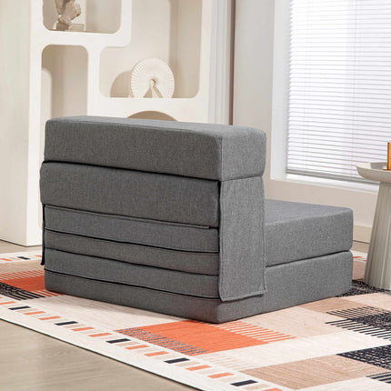 Convertible Foam Sofa Bed, Grey, Linen-Style Fabric