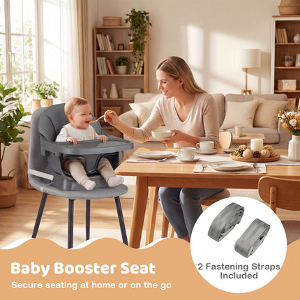 Convertible High Chair 9-in-1, Removable Tray, Dark Grey