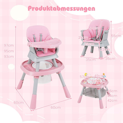 Convertible High Chair Set with Tray & 5-Point Harness