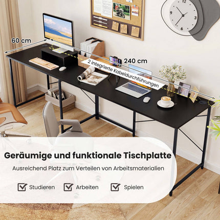 Convertible L-Shaped Desk with Monitor Stand, Black