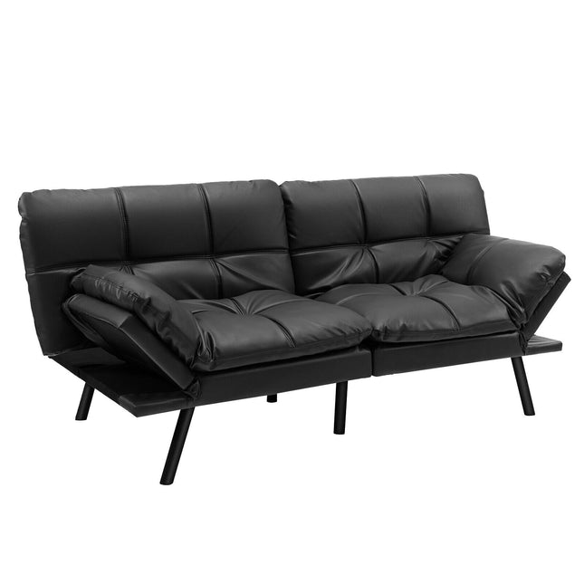 Rozkładana sofa z funkcją spania z pianki memory, regulowane podłokietniki, kolor czarny