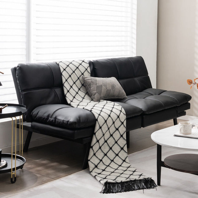Rozkładana sofa z funkcją spania z pianki memory, regulowane podłokietniki, kolor czarny