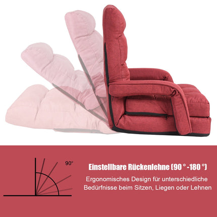 Convertible Red Sofa Bed with Adjustable Backrest