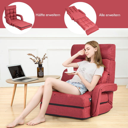 Convertible Red Sofa Bed with Adjustable Backrest