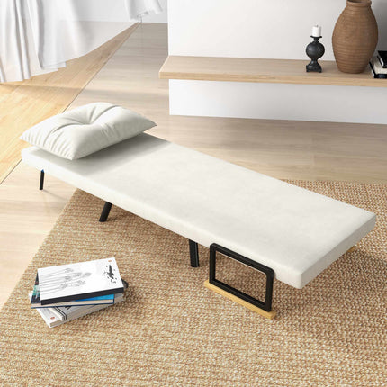 Convertible Sleeper Chair, 5-Position Recliner, Cream, With Cushion