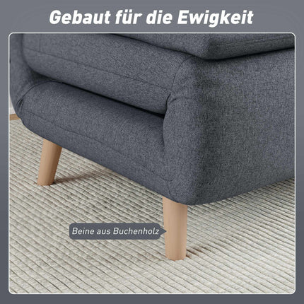 Convertible Sleeper Chair – Adjustable Backrest, Beechwood Legs, Grey