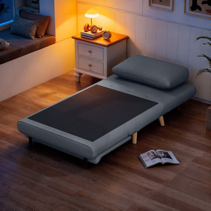 Convertible Sleeper Chair – Adjustable Backrest, Beechwood Legs, Grey