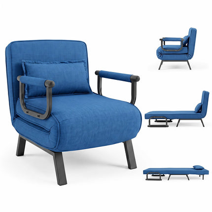 Convertible Sleeper Chair Bed, Blue – 5-Position Adjustable