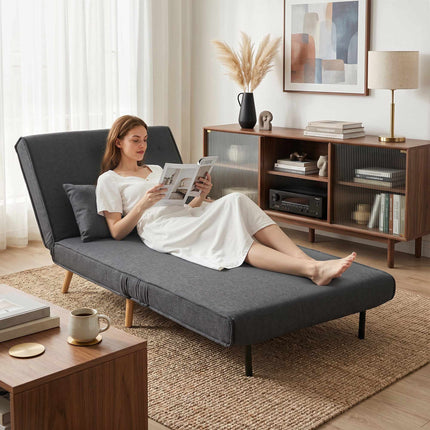 Convertible Sleeper Chair, Linen-Look, Gray, 3-Position