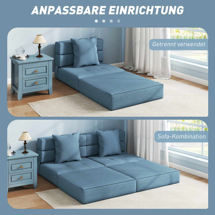 Convertible Sleeper Chair, Removable Cover, Dark Blue, 70x70x61 cm