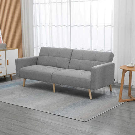 Convertible Sofa Bed, 205 x 88 cm, Linen-Look Gray