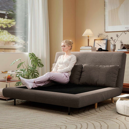 Convertible Sofa Bed, Adjustable Backrest, Corduroy, 120 kg Capacity
