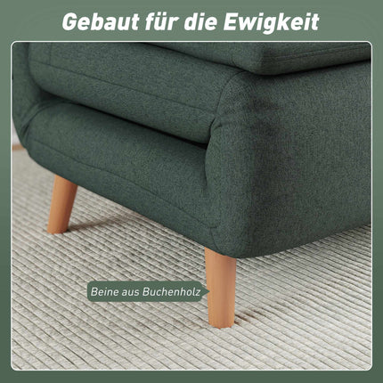 Convertible Sofa Bed Chair – Adjustable Backrest, Beechwood Legs, Dark Green
