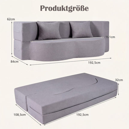 Convertible Sofa Bed, Teddy-Fleece, 192.5 cm, White