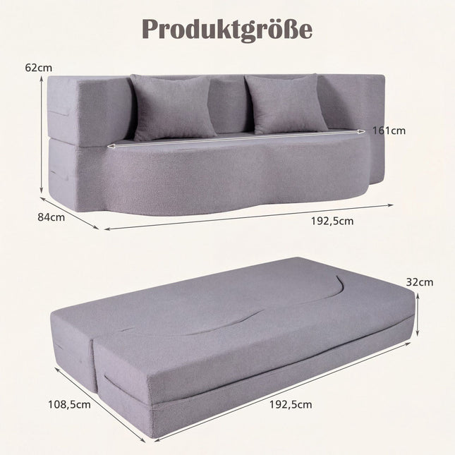Rozkładana sofa, Teddy-Fleece, 192,5 cm, biała