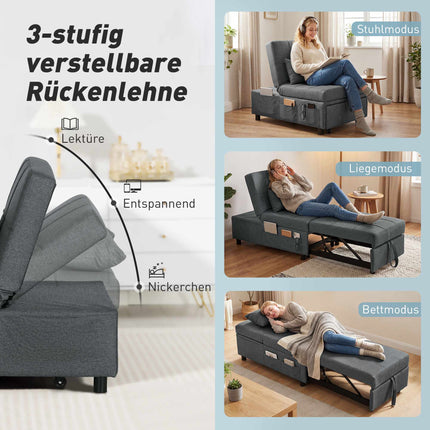 Convertible Sofa Bed with Adjustable Backrest and Cushion