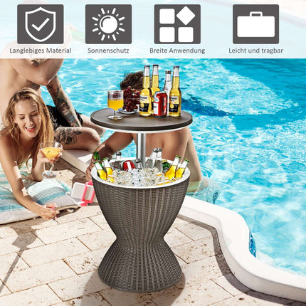 Cooler box stool garden table patio table height adjustable ice cooler drinks cooler garden table brown