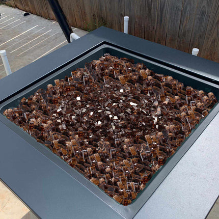 Copper Fire Pit Glass, 20 lb 1/2 in Reflective Tempered