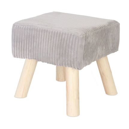 Cord Pouffe – Upholstered Footrest with Wooden Legs