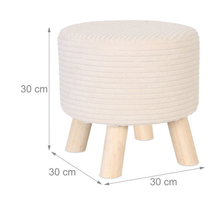 Cord Pouffe – Upholstered Seat with Wooden Legs