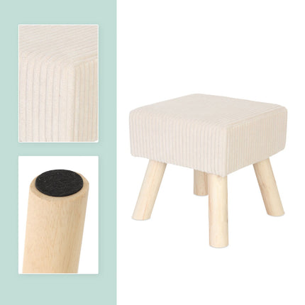 Cord Upholstered Pouffe – Soft Seat, Wooden Legs