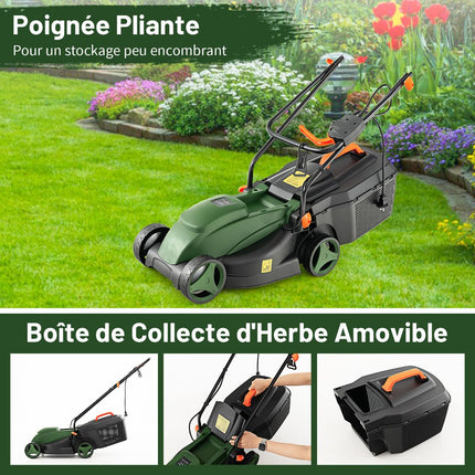Corded Electric Lawn Mower, 10A 32 cm, 25L Bag