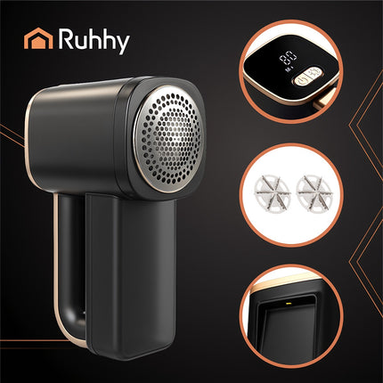 Cordless Fabric Shaver, LCD Display, LED Light, Black