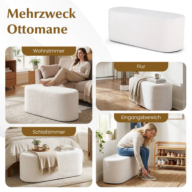 Pufa Corduroy, 120 cm, beżowa, pianka o wysokiej gęstości