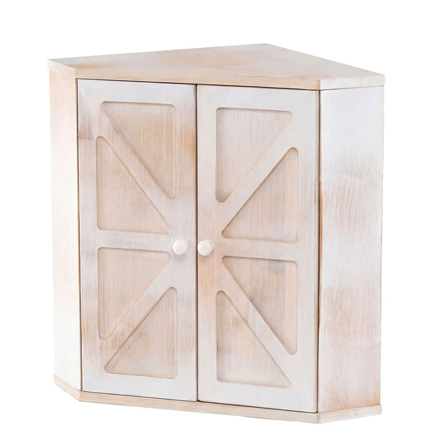 Corner Bamboo Bread Box with Adjustable Shelf & 2 Doors