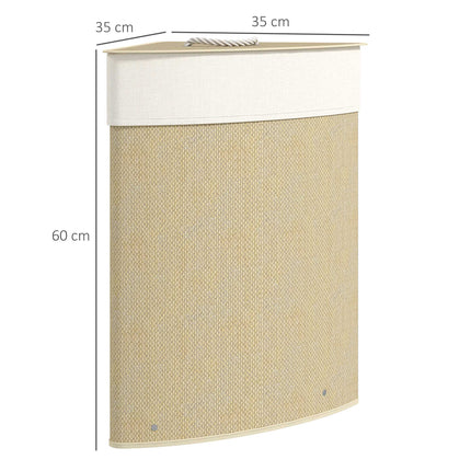 Corner Bamboo Laundry Hamper With Lid, 55L, Cream