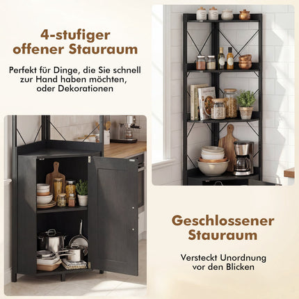 Corner Bookshelf with Storage, 5-Tier, Black, 180 cm
