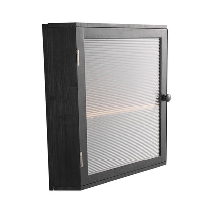 Corner Bread Box, Double Layer Bamboo, Black Acrylic Door