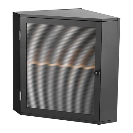 Corner Bread Box, Double Layer Bamboo, Black Acrylic Door