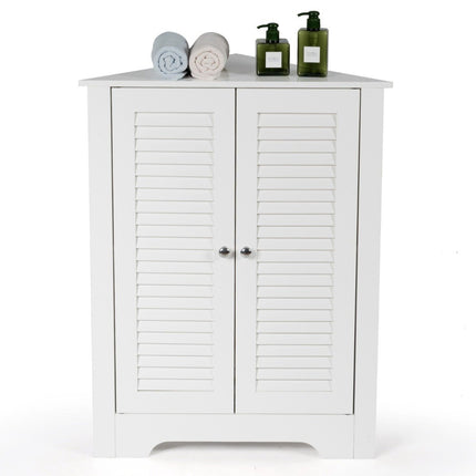Corner Cabinet with Louvered Doors & Adjustable Shelf