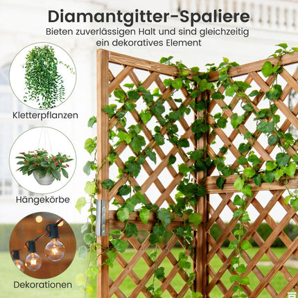 Corner Planter with Trellis, Drainage Holes, 55x55x140 cm