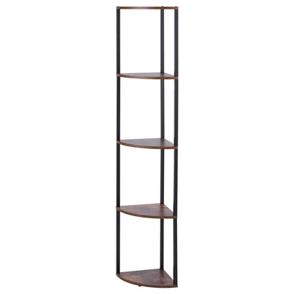 Corner Shelf, 5-Tier LED Tower, Metal Frame, Wood Shelves