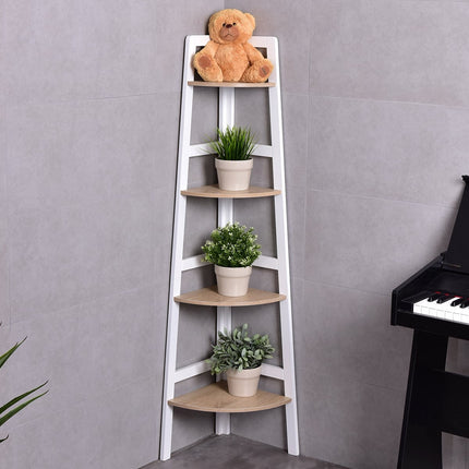 Corner Shelf Unit, 3/4 Tier, MDF Wood, 32x32x138 cm