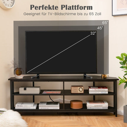 Corner TV Cabinet with Charging Station &amp; Shelves TV lowboard for TVs up to 65 inch TV cabinet black