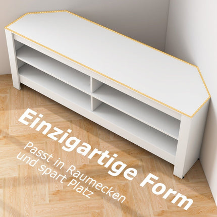 Corner TV Stand with Charging Station & 4 Shelves for 65" TVs