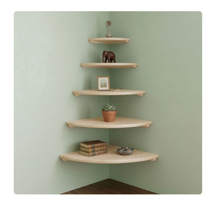 Corner Wall Shelf, Walnut, Wall-Mounted Semi-Circle