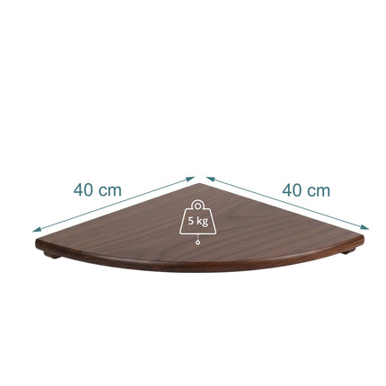 Corner Wall Shelf, Walnut, Wall-Mounted Semi-Circle