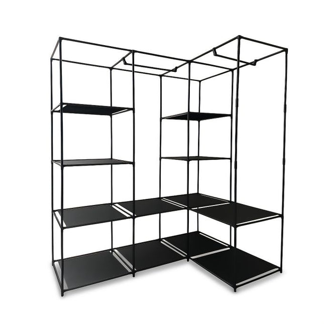 Corner Wardrobe with 2 Rails and 12 Shelves