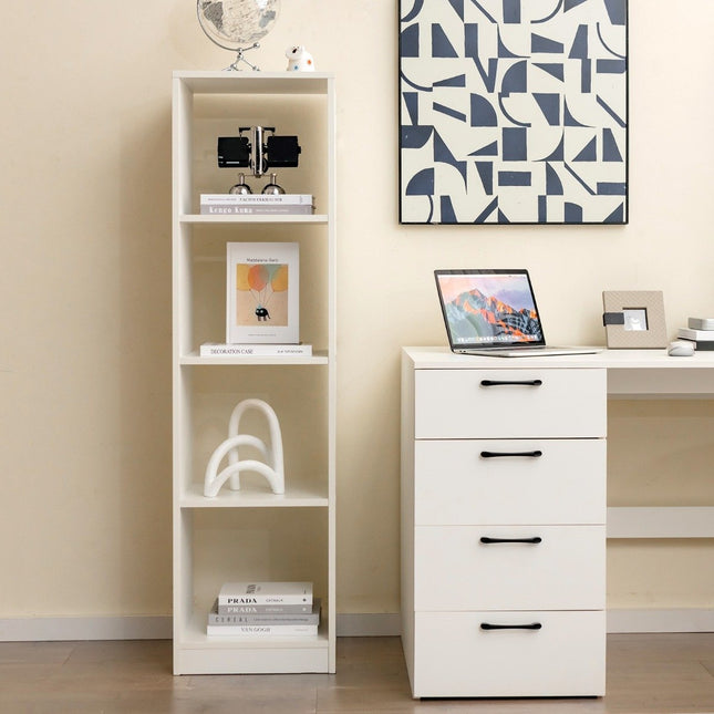 Corner shelf 142 cm Narrow bookcase 38 x 33 x 142 cm White