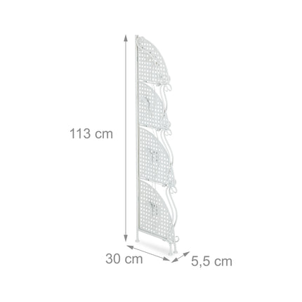 Corner shelf in white metal with 4 shelves