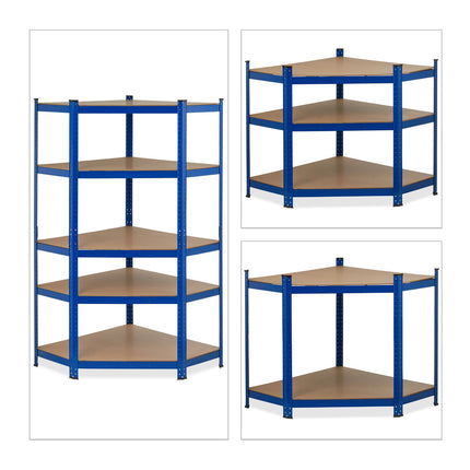 Corner shelf with 5 shelves blue