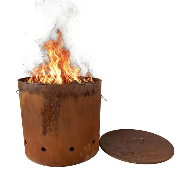 Corten Steel Fire Bowl with Lid – Tall Design