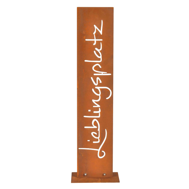 Corten Steel Garden Sign – Rustic Patina, Base Plate