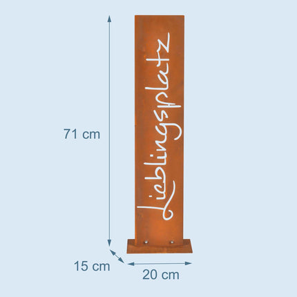 Corten Steel Garden Sign – Rustic Patina, Base Plate